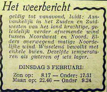 weerbericht 2 feb 1953 niet voor ballonvaart